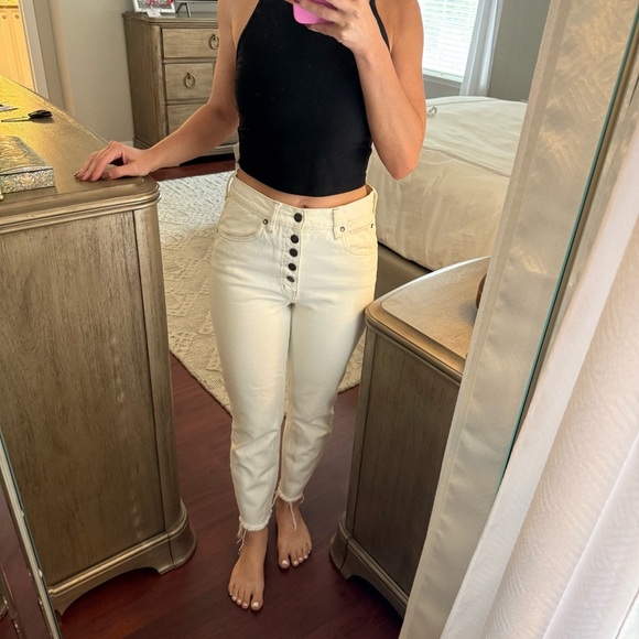 We The Free Cream Button Fly High Rise Cropped Jean - Picture 9 of 9